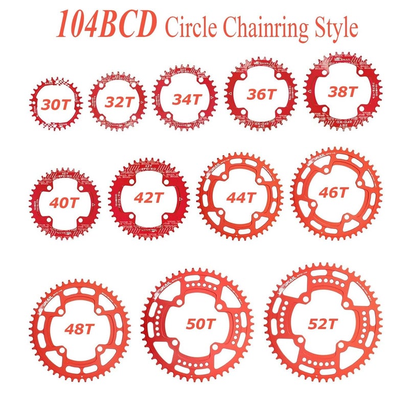 FOMTOR 104 BCD Chainring 30T 7-12 Speed Compatible CNC 7075 Aluminum Narrow Wide Tooth Round Chainrings for MTB/Road Bike Ebike Chainwheel Red - Image 3